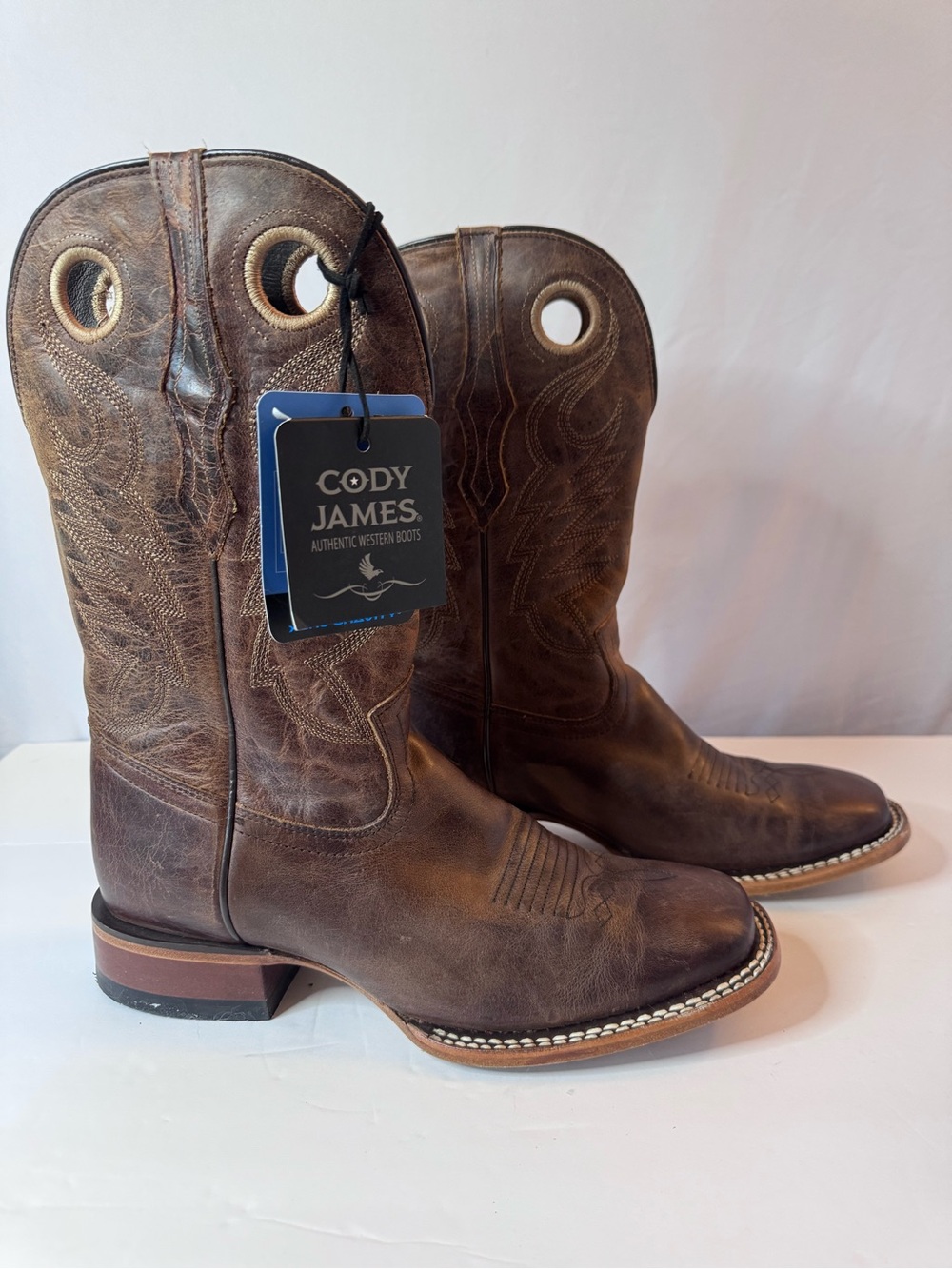 Men's Brown Leather Western Boots Cody James size 9D